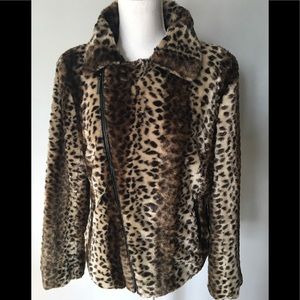 Adrienne Landau Faux Fur Asymmetrical Zip Jacket